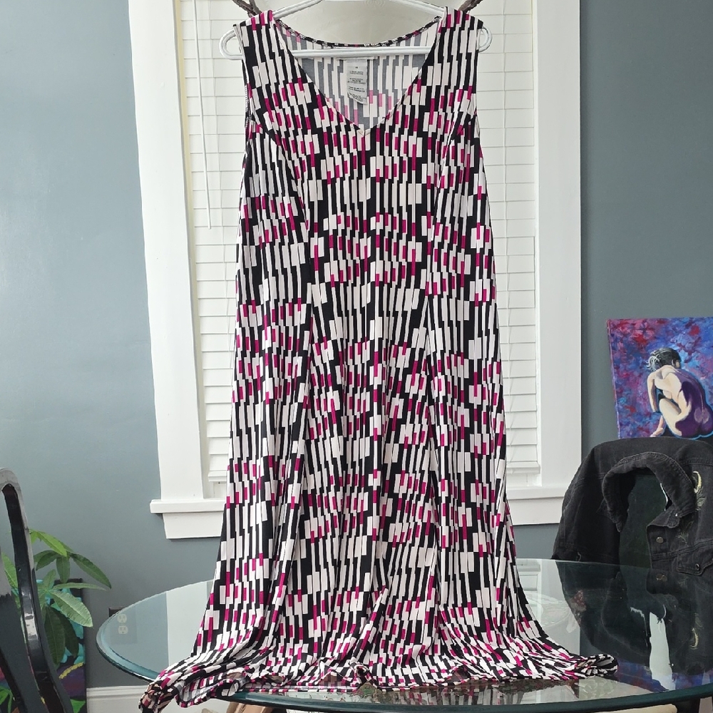 Danny & Nicole Pink and Black Patterned Dress
